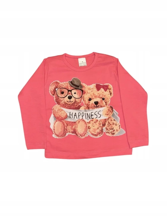 koszulka dla dziewczynki z długim rękawem, t- shirt, misie, r. 98- 3 lata
