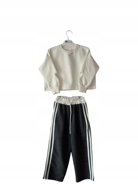 dres komplet dla dziewczynki szerokie spodnie bluza, r. 110- 4/5 lata