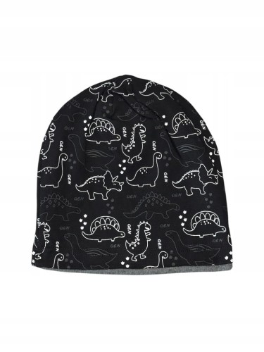 Czapka dziecięca wiosna/jesień z motywem dinozaurów