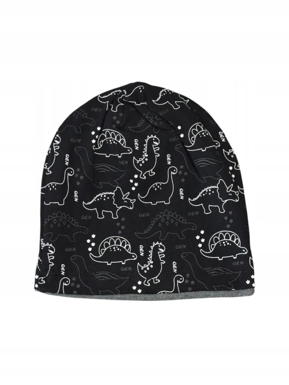 Czapka dziecięca wiosna/jesień z motywem dinozaurów