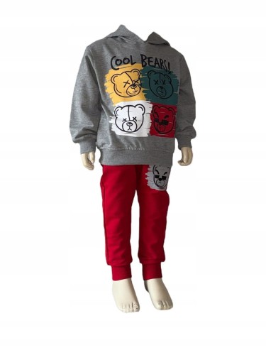 komplet dla chłopca, dziecięcy, bluza, spodnie, dres, 4 misie 98 - 3/4 lata
