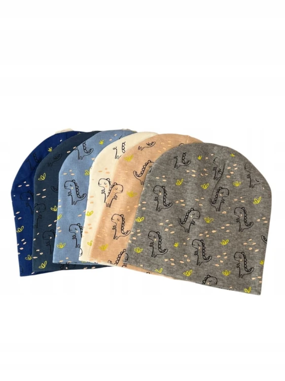 Czapka dziecięca wiosna/jeśień z motywem dinozaurów