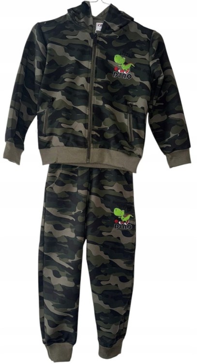 komplet dla chłopca, dziecięcy, spodnie, bluza, moro 98/104- 3/4 lata
