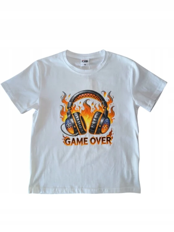 koszulka bawełniana dla chłopca chłopięca nadruk T- shirt 122/128- 8 lat