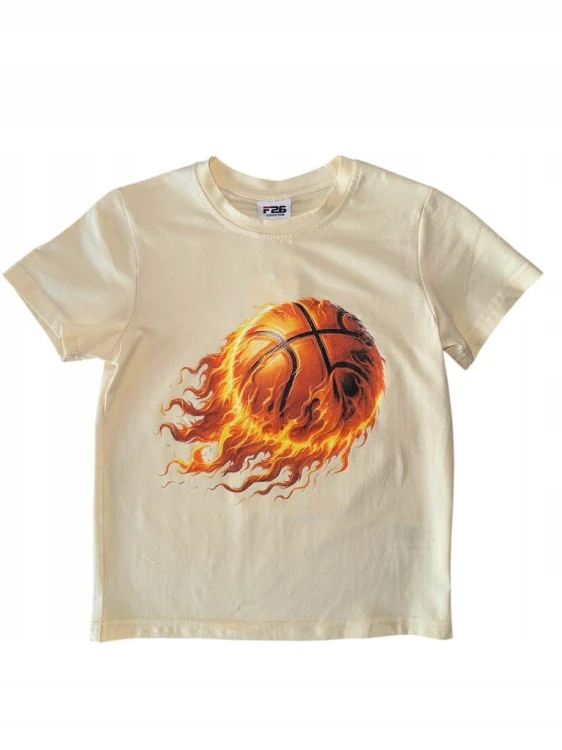 koszulka bawełniana dla chłopca chłopięca nadruk T- shirt 122/128- 8 lat