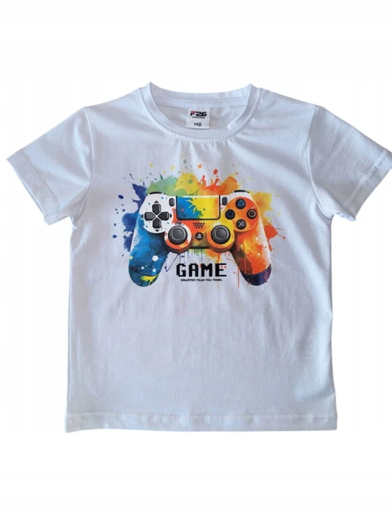 koszulka bawełniana dla chłopca chłopięca nadruk T- shirt 98/104- 3/4 lata