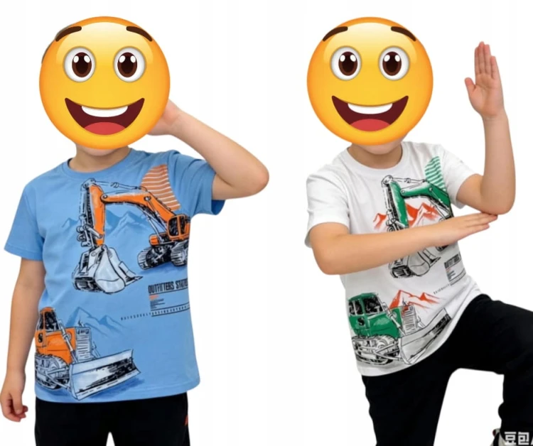 koszulka bawełniana dla chłopca chłopięca T- shirt 98/104- 3/4 lata koparki