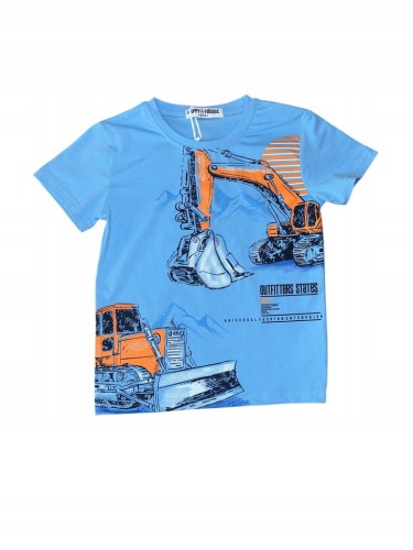 koszulka bawełniana dla chłopca chłopięca T- shirt 98/104- 3/4 lata koparki