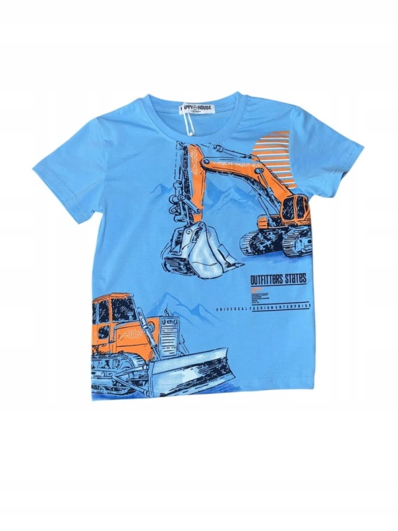 koszulka bawełniana dla chłopca chłopięca T- shirt 98/104- 3/4 lata koparki