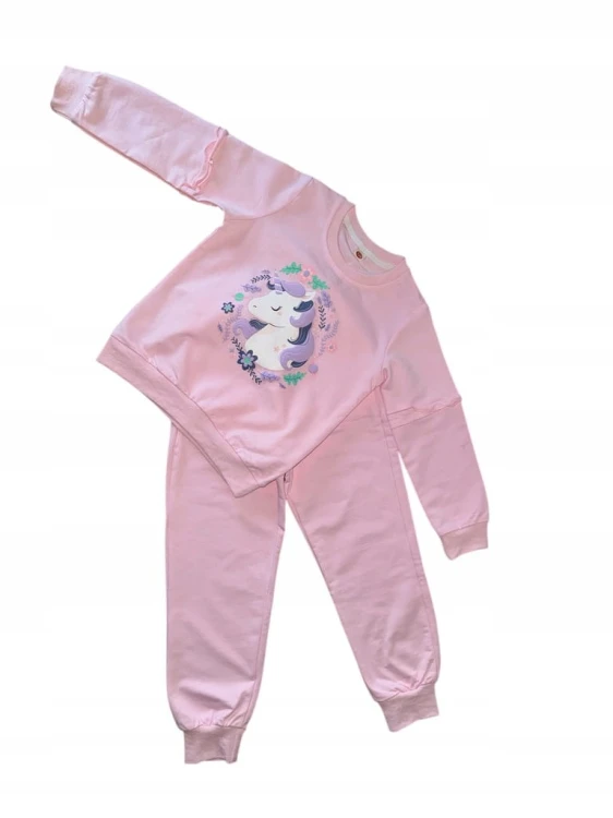 dres dla dziewczynki Jednorożec bawełna różowy bluza spodnie r. 116- 6 lat