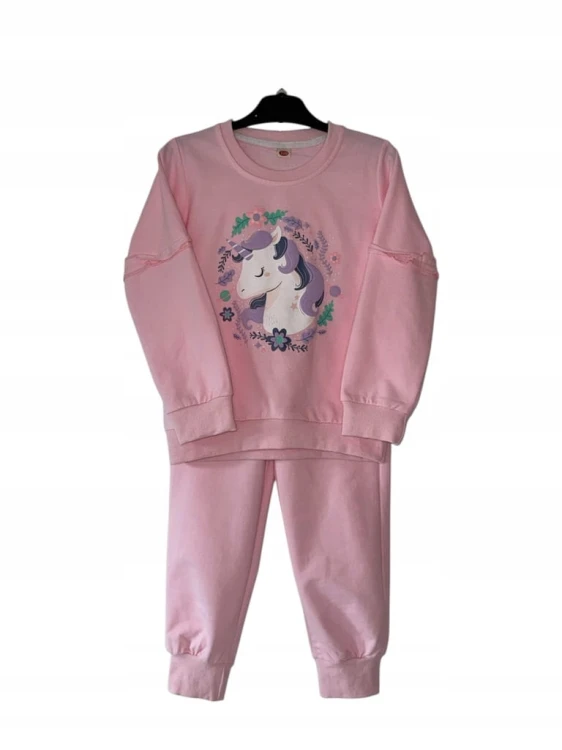 dres dla dziewczynki Jednorożec bawełna różowy bluza spodnie r. 116- 6 lat