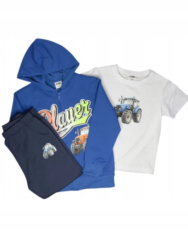 dres chłopięcy komplet dresowy 3 elementy 122/128- 7/8 lat Traktor TL-1163C