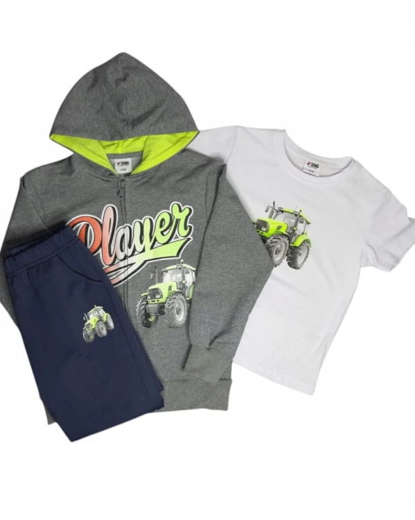 dres chłopięcy komplet dresowy 3 elementy 116/122- 6/7 lat Traktor TL-1163A