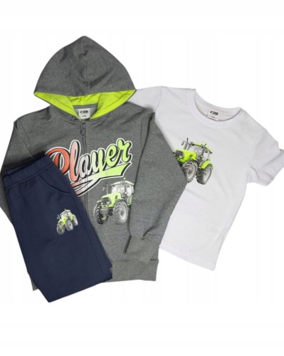 dres chłopięcy komplet dresowy 3 elementy 98/104- 3/4 lata Traktor TL-1163A