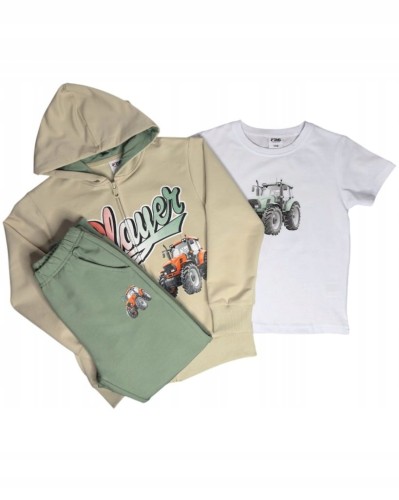 dres chłopięcy komplet dresowy 3 elementy 104/110- 4/5 lat Traktor TL-1163B
