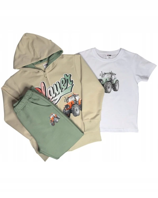 dres chłopięcy komplet dresowy 3 elementy 104/110- 4/5 lat Traktor TL-1163B