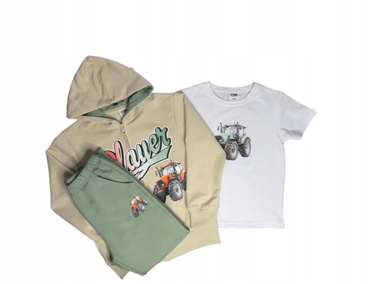 dres chłopięcy komplet dresowy 3 elementy 110/116- 5/6 lat Traktor TL-1163B