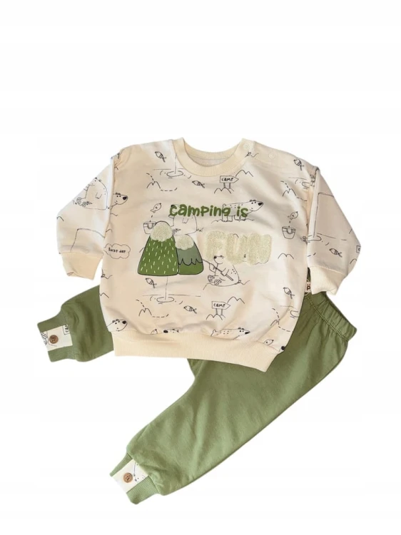 komplet niemowlęcy dla chłopca bluza spodnie, bawełna, r. 74, 6 - miesięcy,