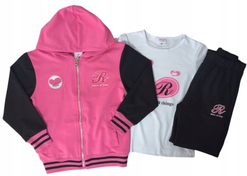dres komplet dziewczęcy dziecięcy dresowy 3 elementy 164/170 - TL-749A3