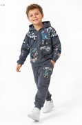 dres chłopięcy komplet dresowy dinozaury 98/104 - 3/4 lata FD-3010 szary