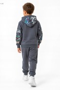 dres chłopięcy komplet dresowy dinozaury 98/104 - 3/4 lata FD-3010 szary