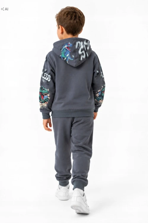 dres chłopięcy komplet dresowy dinozaury 98/104 - 3/4 lata FD-3010 szary