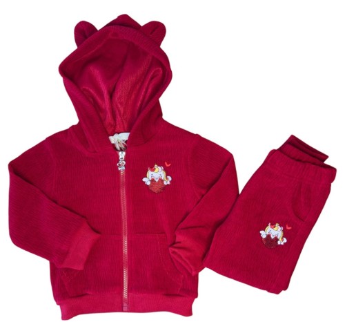dres komplet dziewczęcy dziecięcy dresowy 86-1 rok czerwony HH640