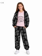 dres komplet dziewczęcy dziecięcy dresowy 3 elementy 104- 4 lata WB-3289