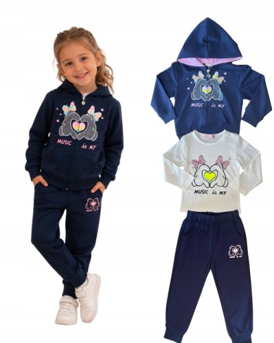 dres komplet dziewczęcy dziecięcy dresowy 3 części 104/110- 4/5 lat WB-3094