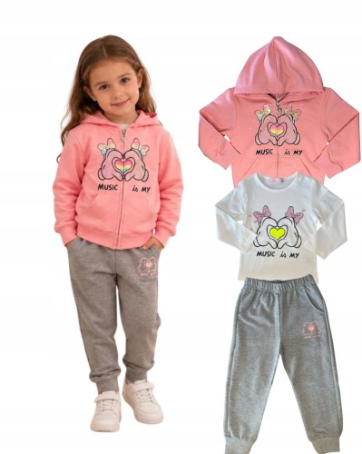 dres komplet dziewczęcy dziecięcy dresowy 3 części 98/104- 3/4 lata WB-3094