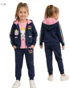dres komplet dziewczęcy dziecięcy dresowy 3 elementy 104 -4 lata WB-2940