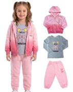 dres komplet dziewczęcy dziecięcy dresowy 3 elementy 116- 6 lat WB-3291