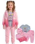 dres komplet dziewczęcy dziecięcy dresowy 3 elementy 104- 4 lata WB-3291