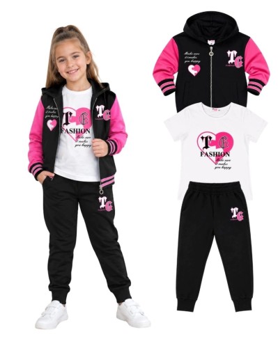 dres komplet dziewczęcy dziecięcy dresowy 3 elementy 98/104 - TL-751A2