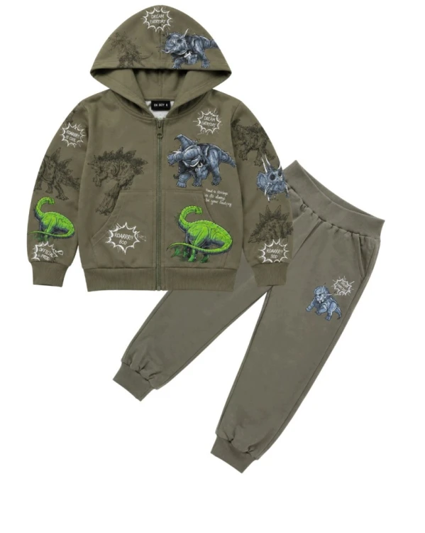 dres chłopięcy komplet dresowy dinozaury 98 - 3 lata FD-3009