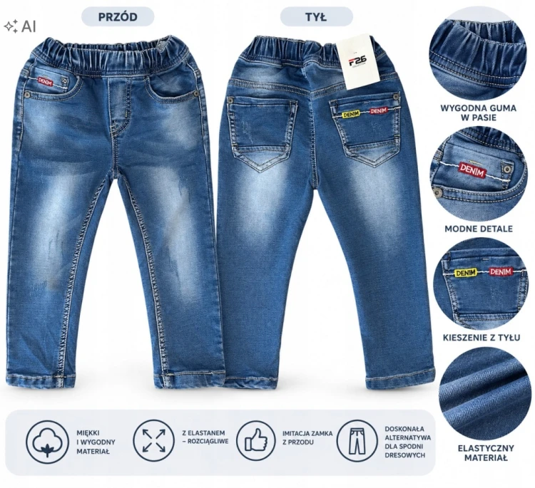 spodnie jeans dziecięce chłopięce 98/104- 4 lata KL- 01497A