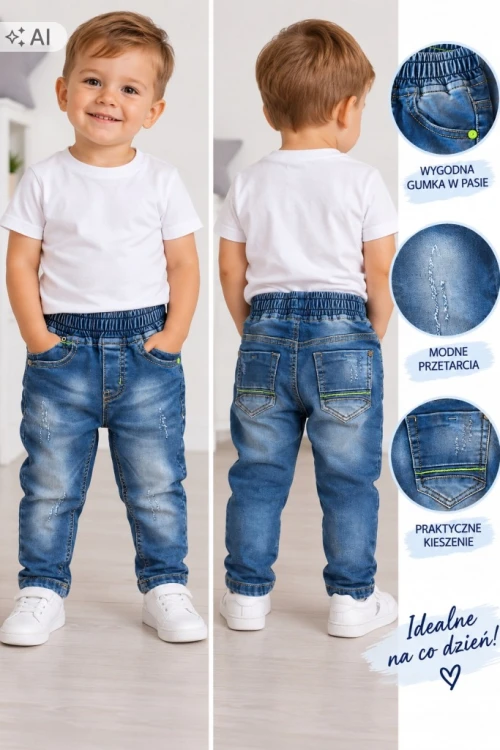spodnie jeans dziecięce chłopięce 80/86 - 1 rok 01497B