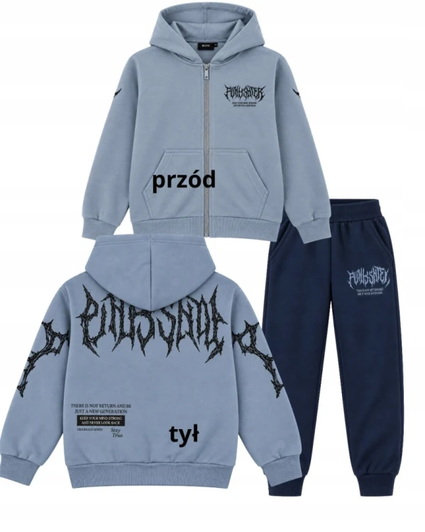 dres komplet chłopięcy dresowy 104- 4lata FD-3013 niebieski