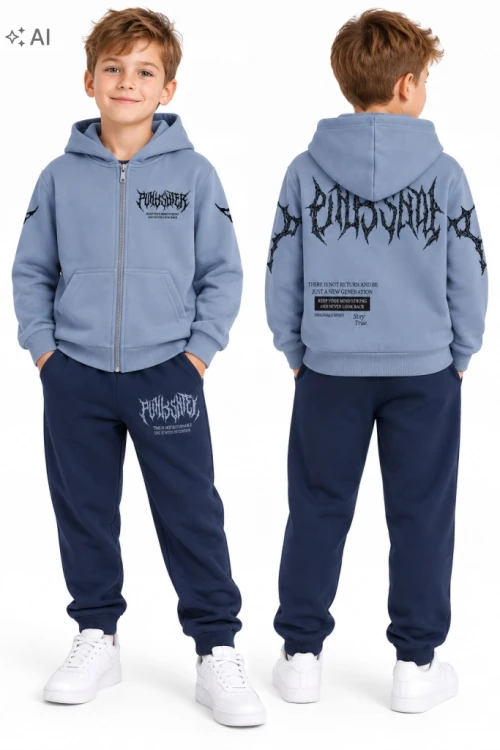 dres komplet chłopięcy dresowy 116- 6 lat FD-3013 niebieski
