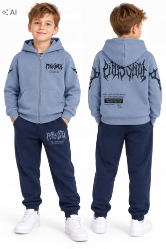 dres komplet chłopięcy dresowy 140- 10 lat FD-3013 niebieski