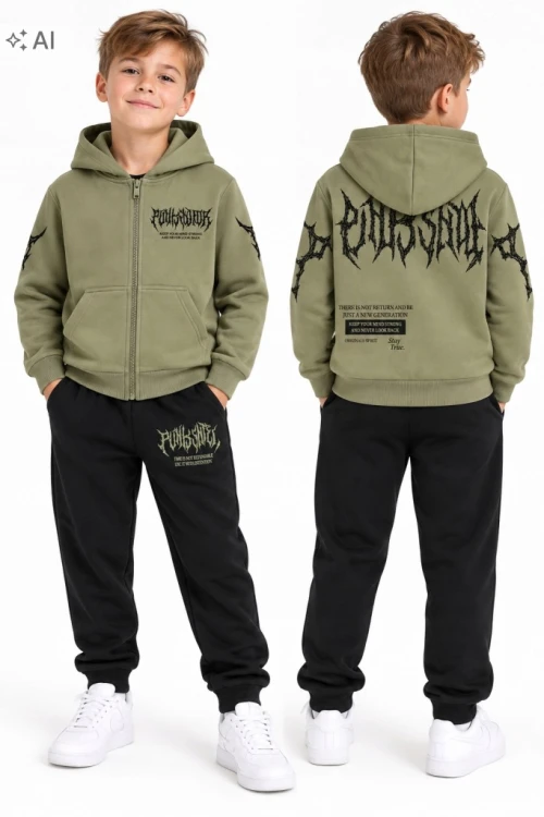 dres komplet chłopięcy dresowy 116- 6 lat FD-3013 khaki