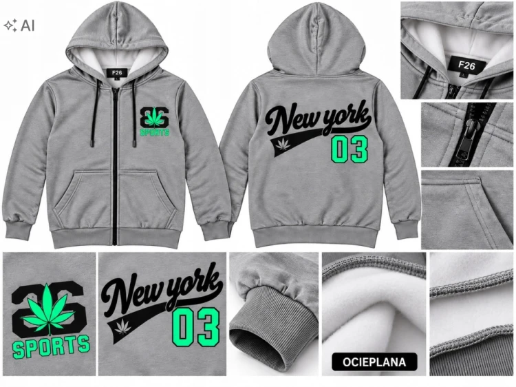 ocieplana bluza męska rozpinana młodzieżowa M/L- Y184D szara