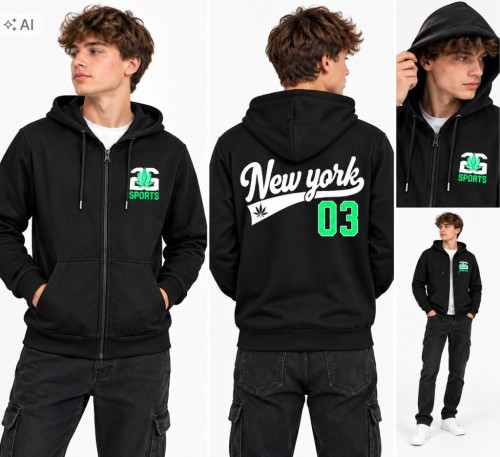 ocieplana bluza męska rozpinana młodzieżowa 2XL/3XL- Y184D czarna