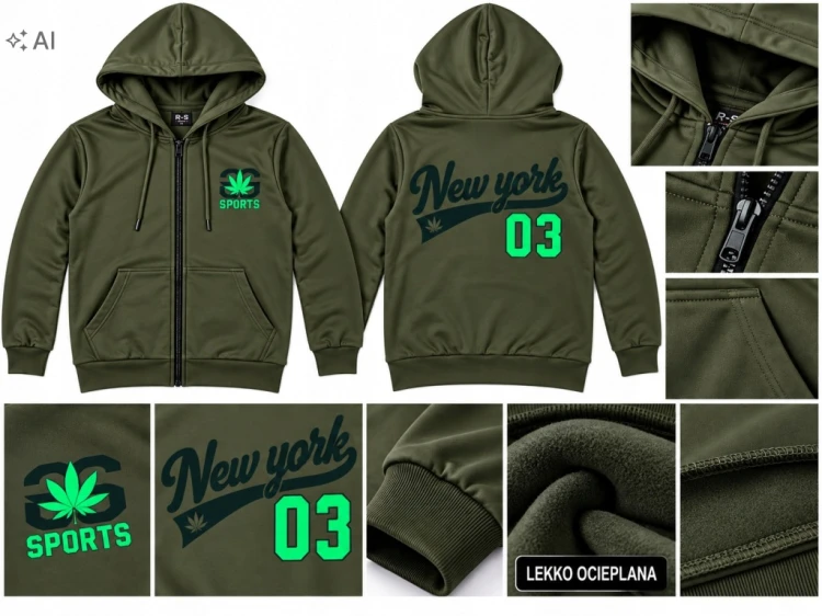 ocieplana bluza męska rozpinana młodzieżowa L/XL- Y184D khaki