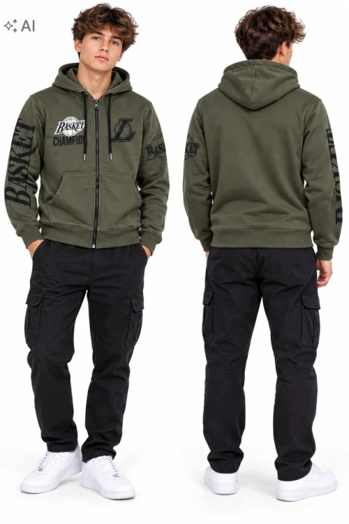 ocieplana bluza męska rozpinana młodzieżowa M/L khaki Y181D