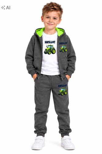 dres chłopięcy komplet dresowy 3-częściowy Traktor 110/116- 5/6 lat TL5037B