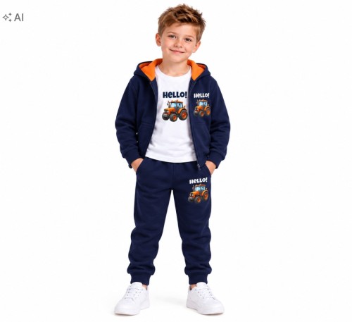dres chłopięcy komplet dresowy 3-częściowy Traktor 104/110- 4/5 lat TL5037A