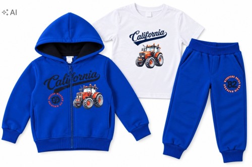 dres chłopięcy komplet dresowy 3-częściowy Traktor 104/110- 4/5 lat TL5035C