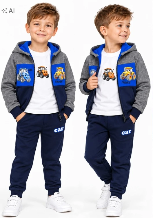 dres chłopięcy komplet dresowy 3-częściowy Traktor 98/104- 3/4 lata TL5036C