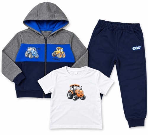 dres chłopięcy komplet dresowy 3-częściowy Traktor 110/116-5/6 lat TL5036C